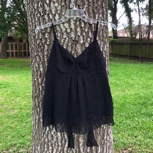 Women’s black mesh tie back tank top